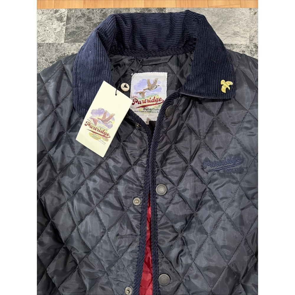 John Partridge Rag Gilet Quilted Vest Navy red corduroy 2XL Made in England